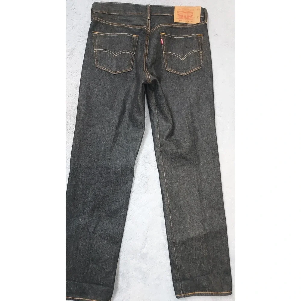 Levis 501 Jeans Men 32x32 Straight Leg Button Fly Dark Wash Black Denim Original